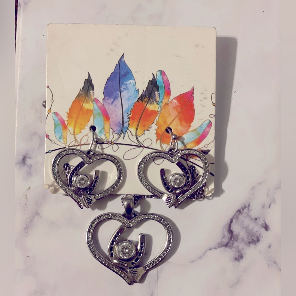 Horseshoe Nail necklace and earring set